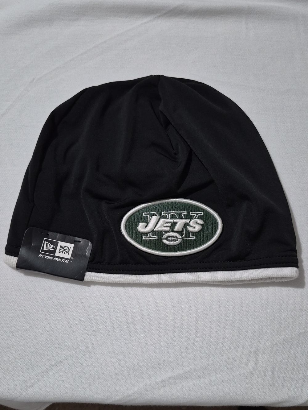 New Era Black New York Jets Knit Beanie with Green Logo